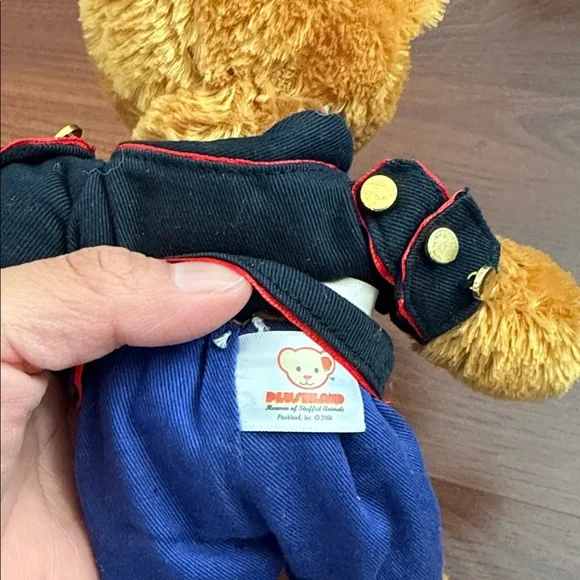 Vintage Charming Stuffed Bear in Blue and Black Uniform - Picture 2 of 2